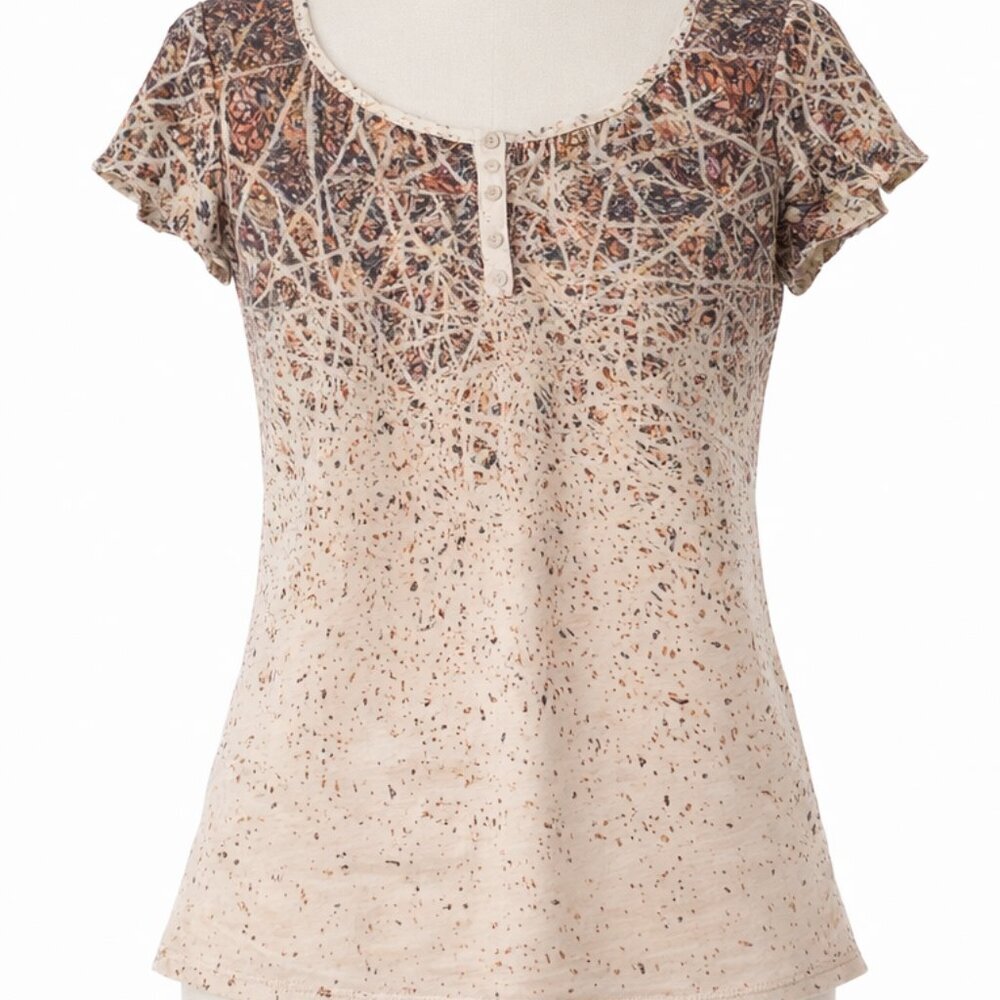 Noracora Floral Print Top in Cream and Black Size S Multicolor Lightweight Boho